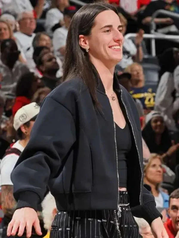 Caitlin Clark 2025 Black Bomber Jacket Clanton Jacket