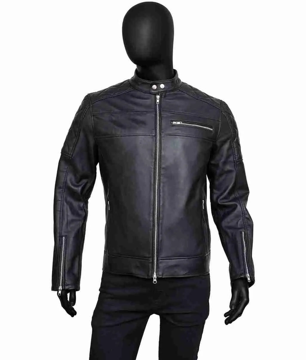 Mens Slimfit Black Leather Jacket