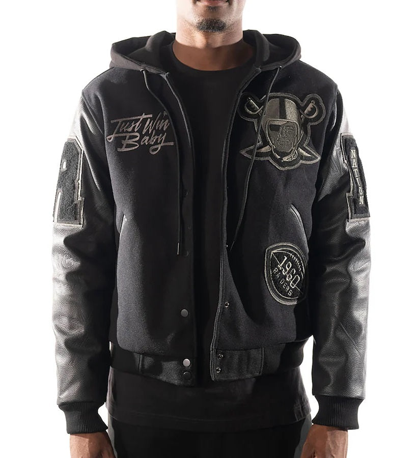 Mens Las Vegas Raiders x The Wild Collective Varsity Jacket WorthVee