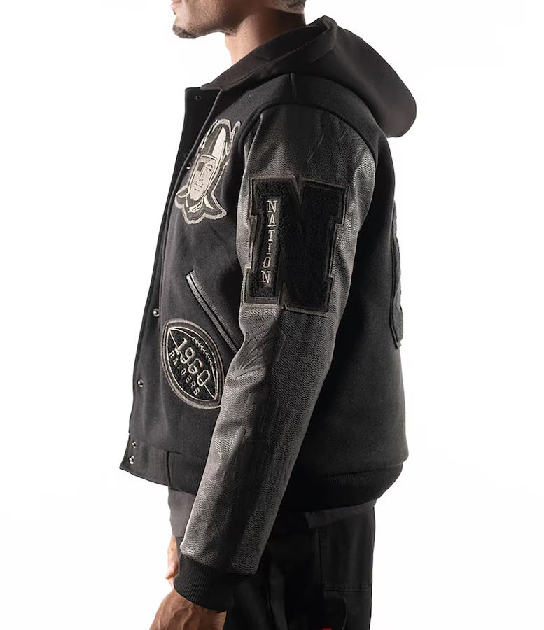 Mens Las Vegas Raiders x The Wild Collective Varsity Jacket WorthVee