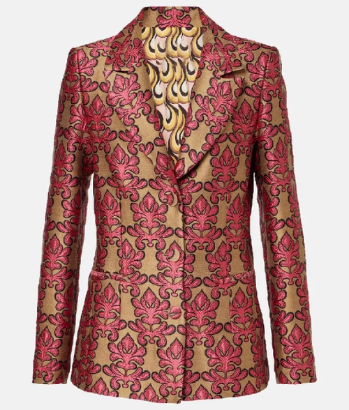 Access Daily 2025 Jane Lynch Floral Jacquard Blazer USA Jackets