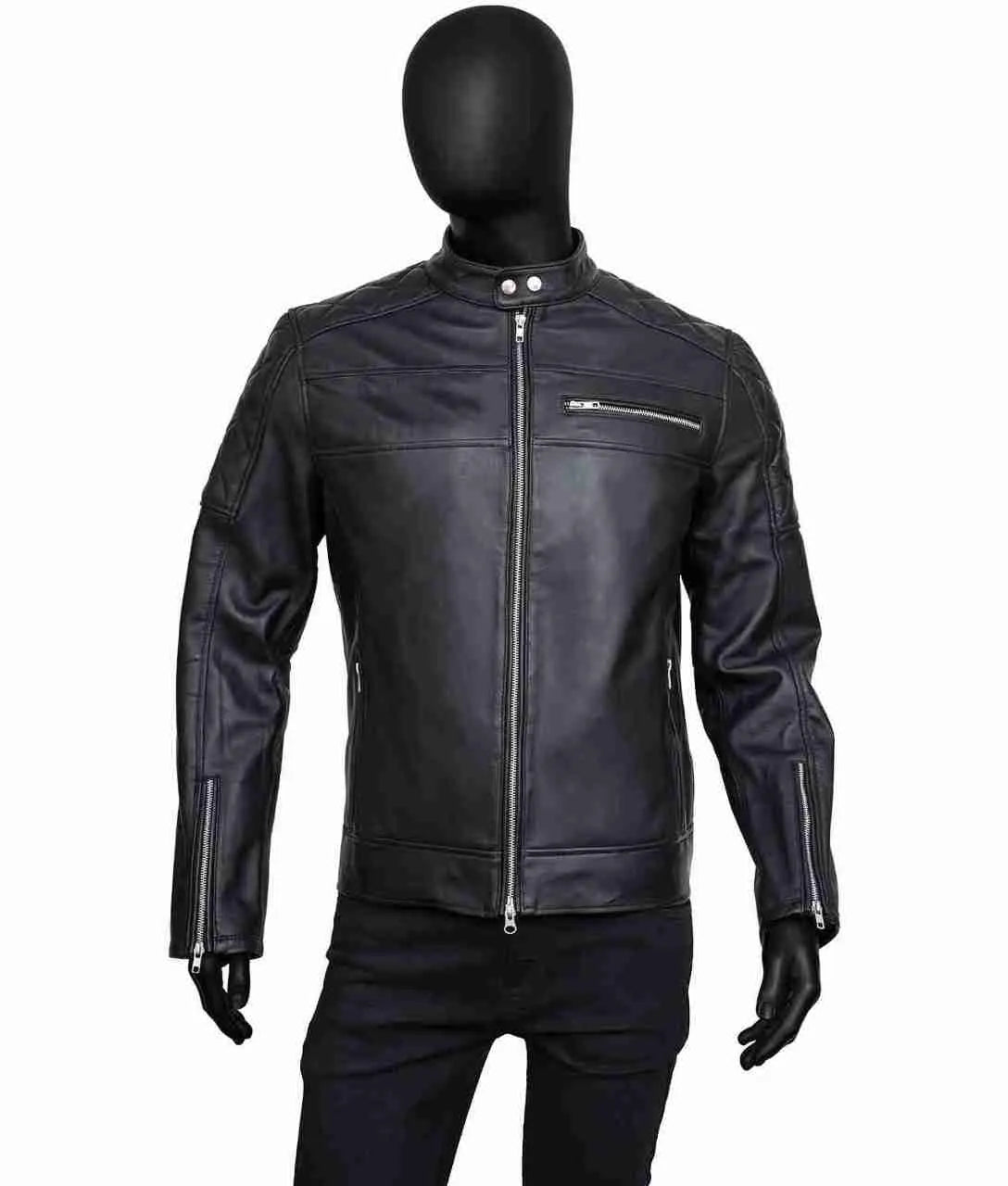 Mens Slimfit Black Leather Jacket