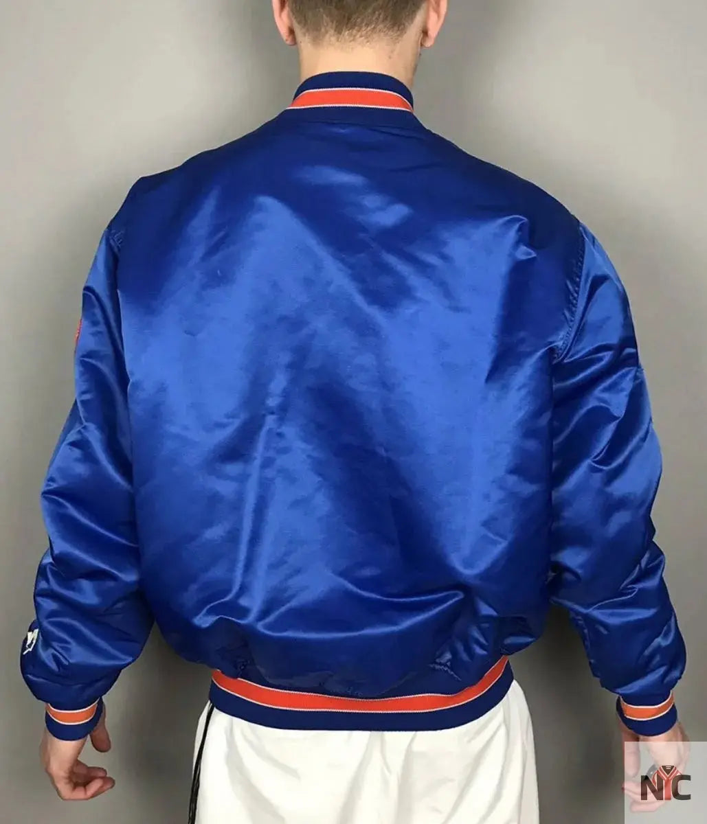 Mets New York Blue and White Satin Jacket Clanton Jacket