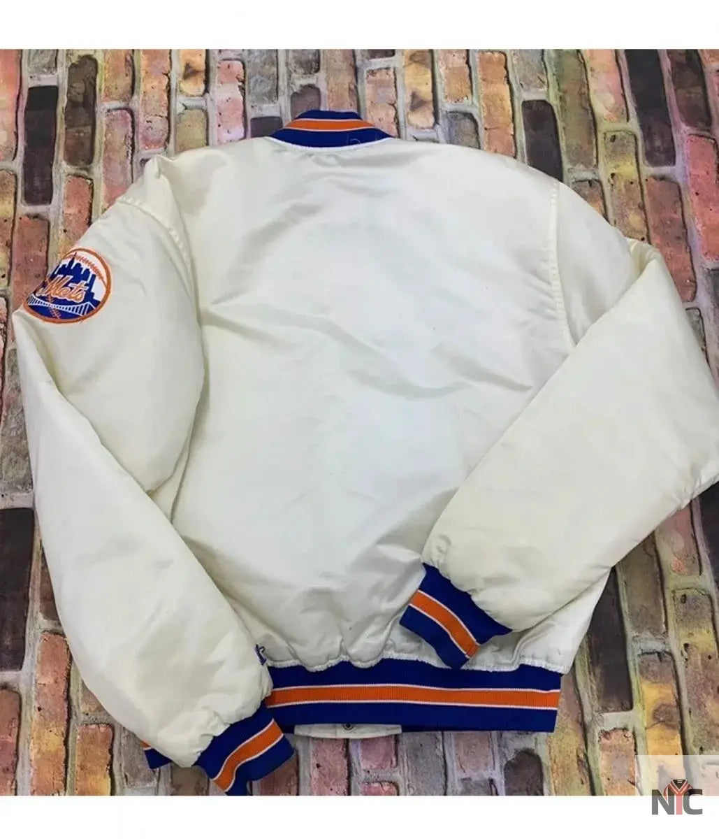 Mets New York Blue and White Satin Jacket Clanton Jacket