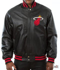 Miami Heat Black Leather Varsity Jacket Clanton Jacket