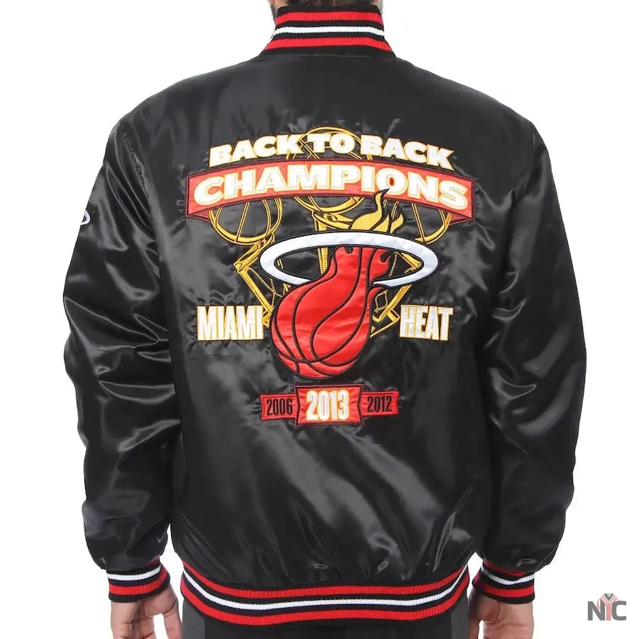 Miami Heat Black NBA Finals Champions Full-snap Jacket Clanton Jacket