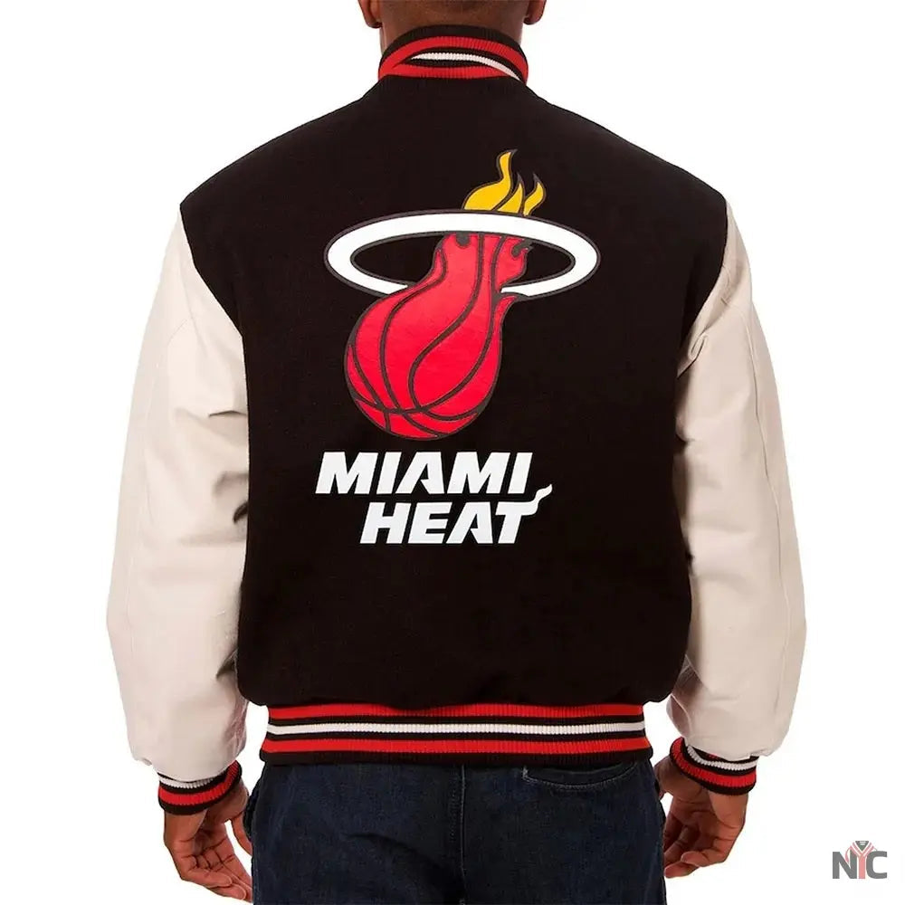 Miami Heat Black and White Varsity Jacket Clanton Jacket
