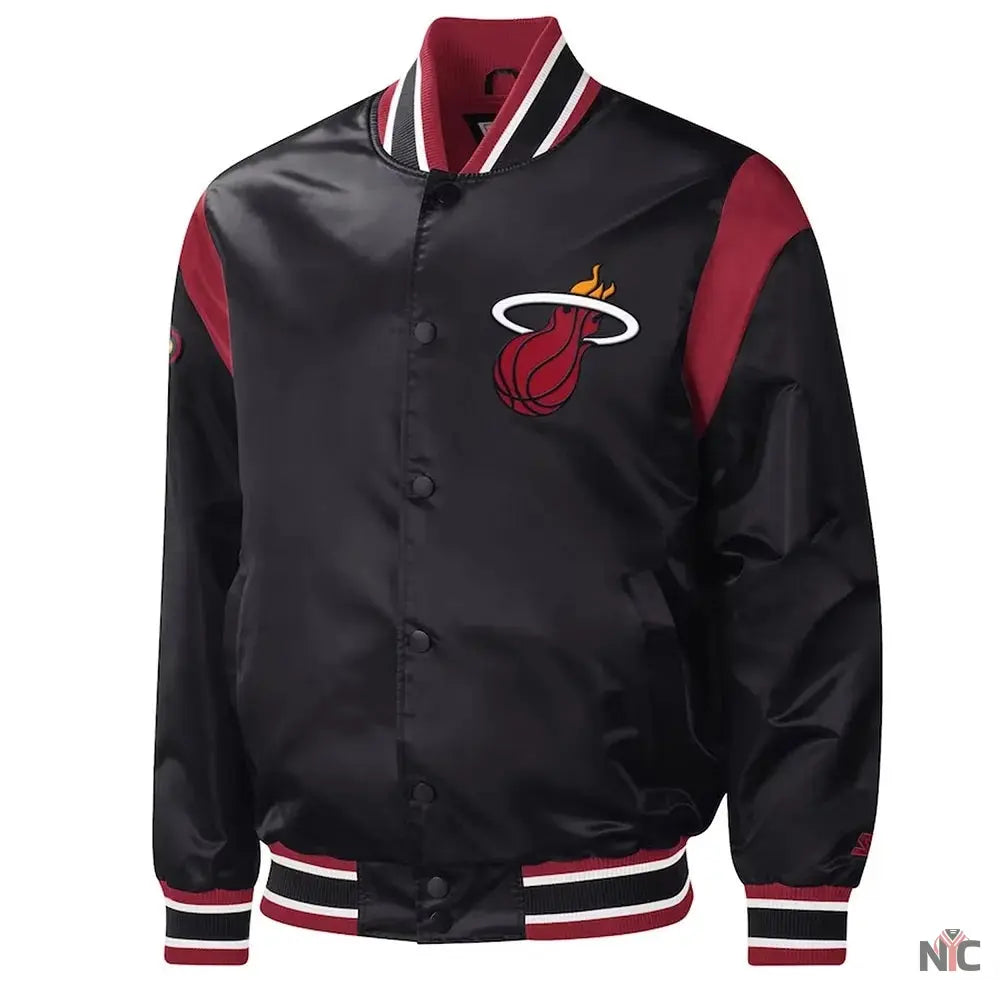 Miami Heat Force Play Varsity Satin Jacket Clanton Jacket