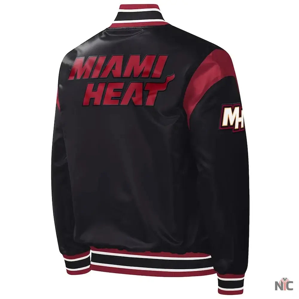 Miami Heat Force Play Varsity Satin Jacket Clanton Jacket