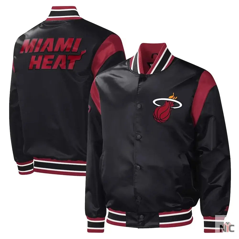 Miami Heat Force Play Varsity Satin Jacket Clanton Jacket