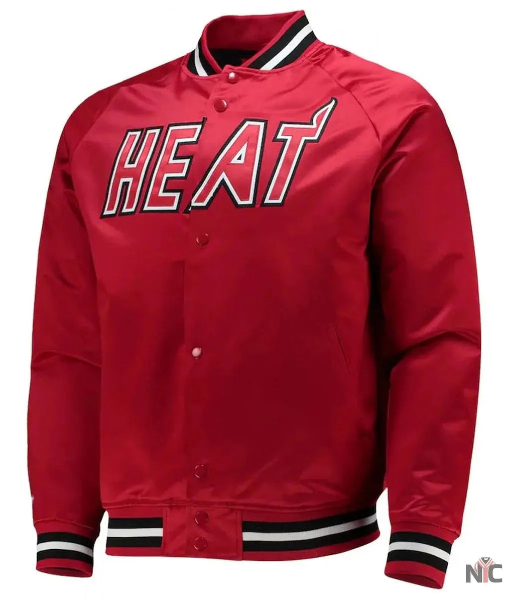 Miami Heat Hardwood Classics Red Satin Jacket Clanton Jacket