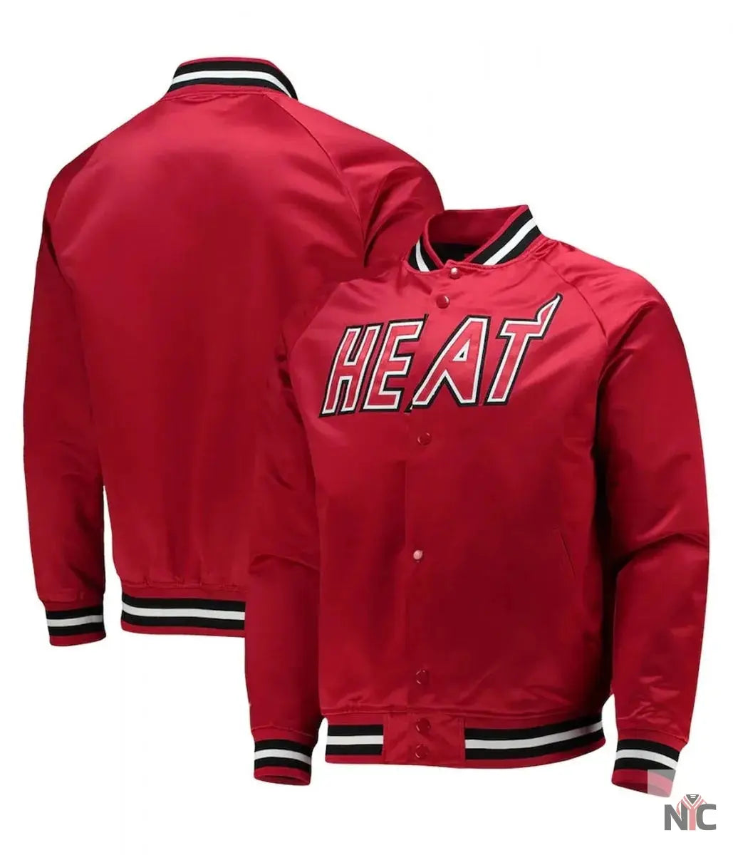Miami Heat Hardwood Classics Red Satin Jacket Clanton Jacket
