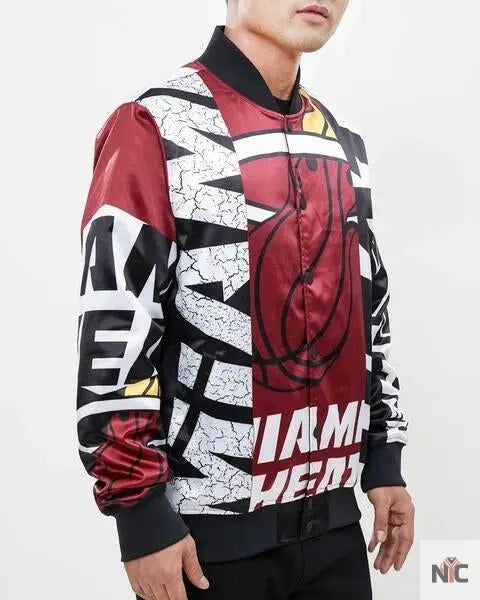 Miami Heat Mashup Satin Jacket Clanton Jacket