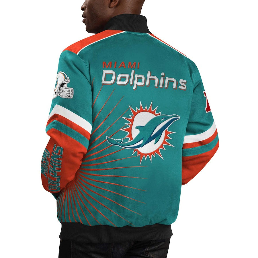 Miami Dolphins Aqua Full-Snap Jacket WorthVee