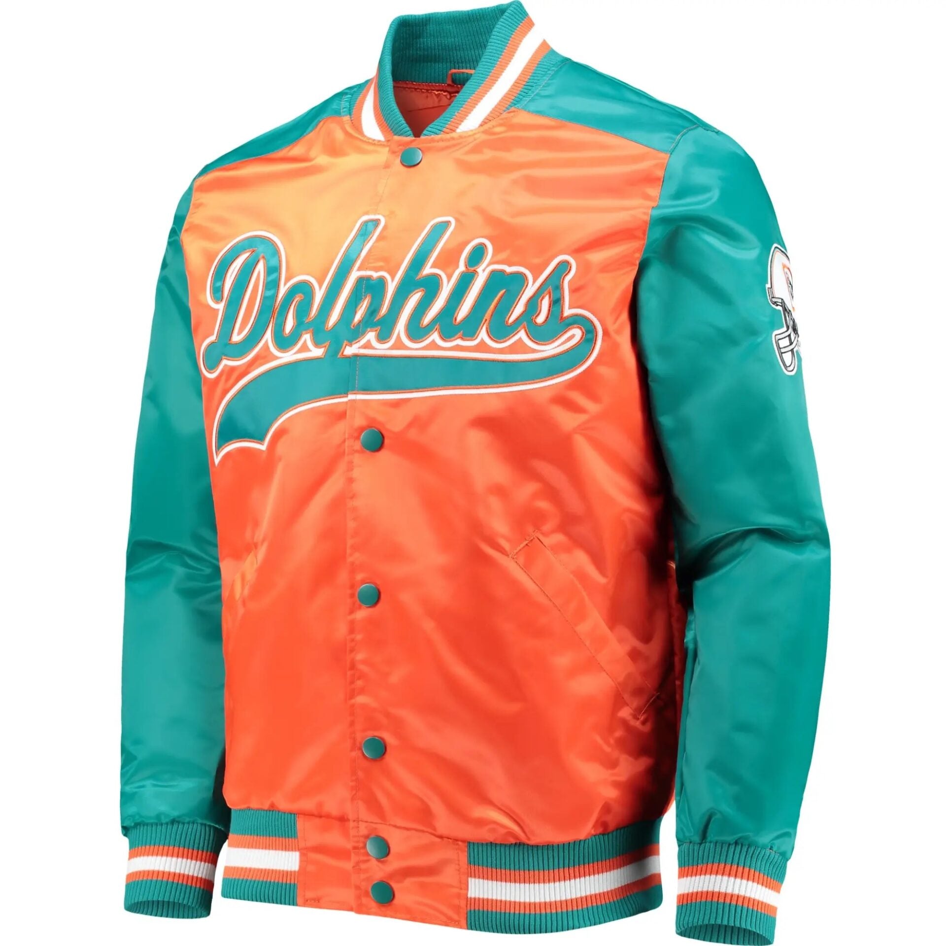 Miami Dolphins Classic Tradition II Satin Varsity Jacket WorthVee