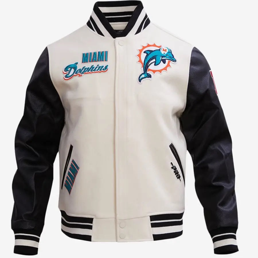 Miami Dolphins Classic Wool and Leather Varsity Jacket WorthVee