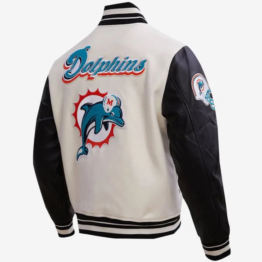 Miami Dolphins Classic Wool and Leather Varsity Jacket WorthVee