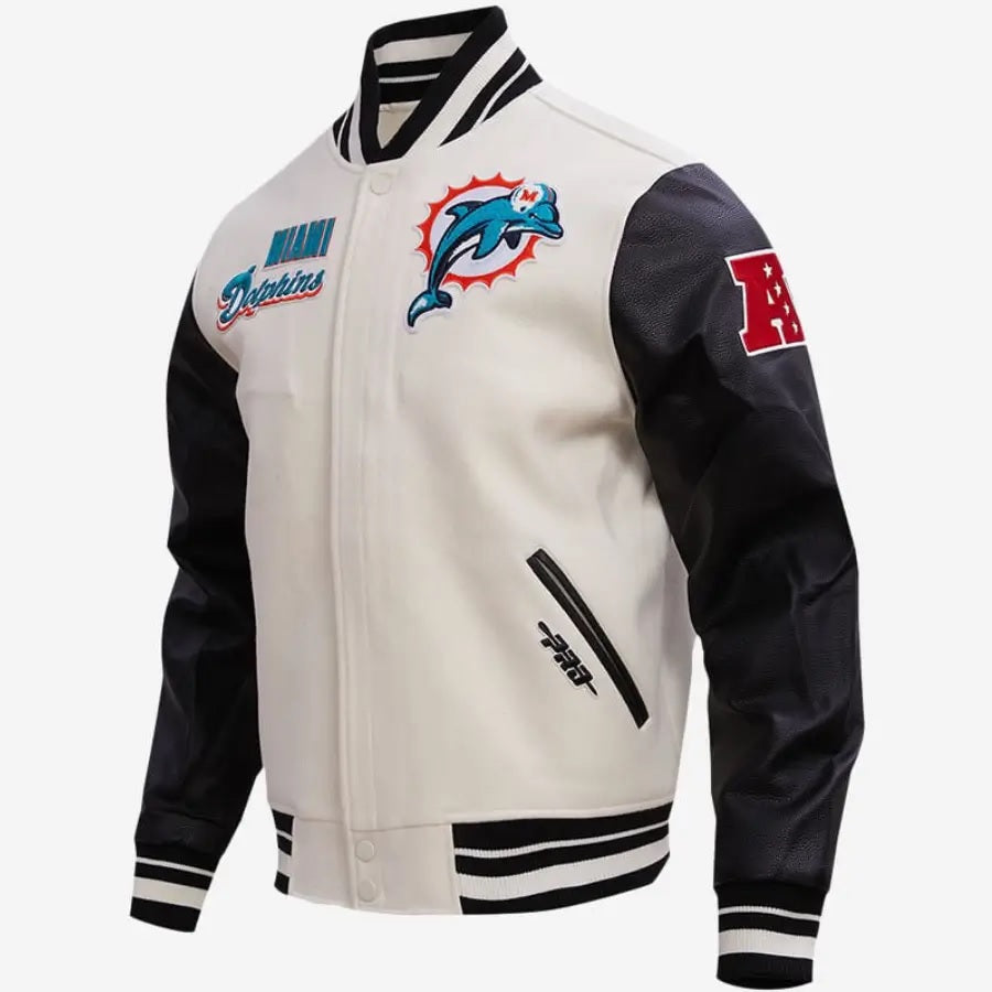 Miami Dolphins Classic Wool and Leather Varsity Jacket WorthVee
