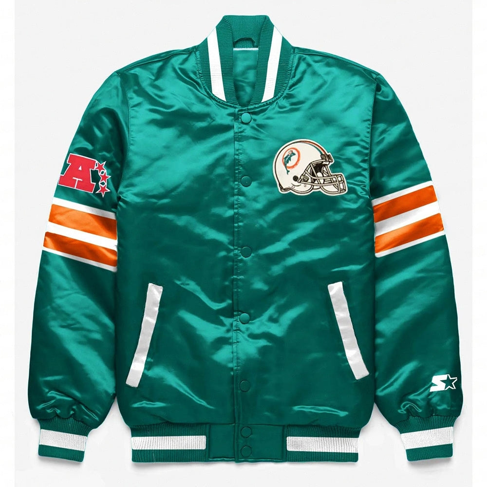 Miami Dolphins Exclusive Green Satin Jacket WorthVee