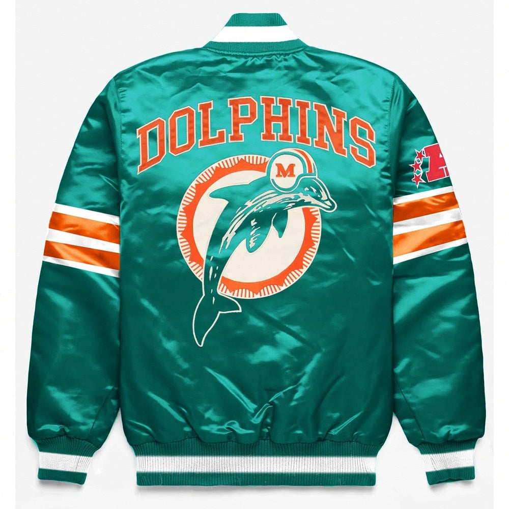 Miami Dolphins Exclusive Green Satin Jacket WorthVee