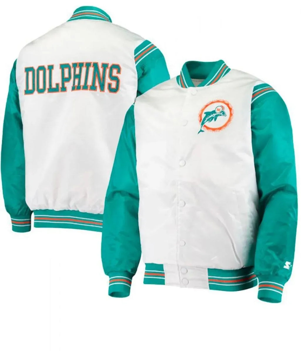 Miami Dolphins Green and White Starter Varsity Jacket