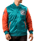 Miami Dolphins Locker Room Throwback Aqua Satin Jacket WorthVee