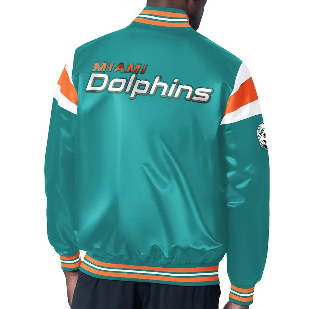 Miami Dolphins Midweight Aqua Satin Jacket WorthVee