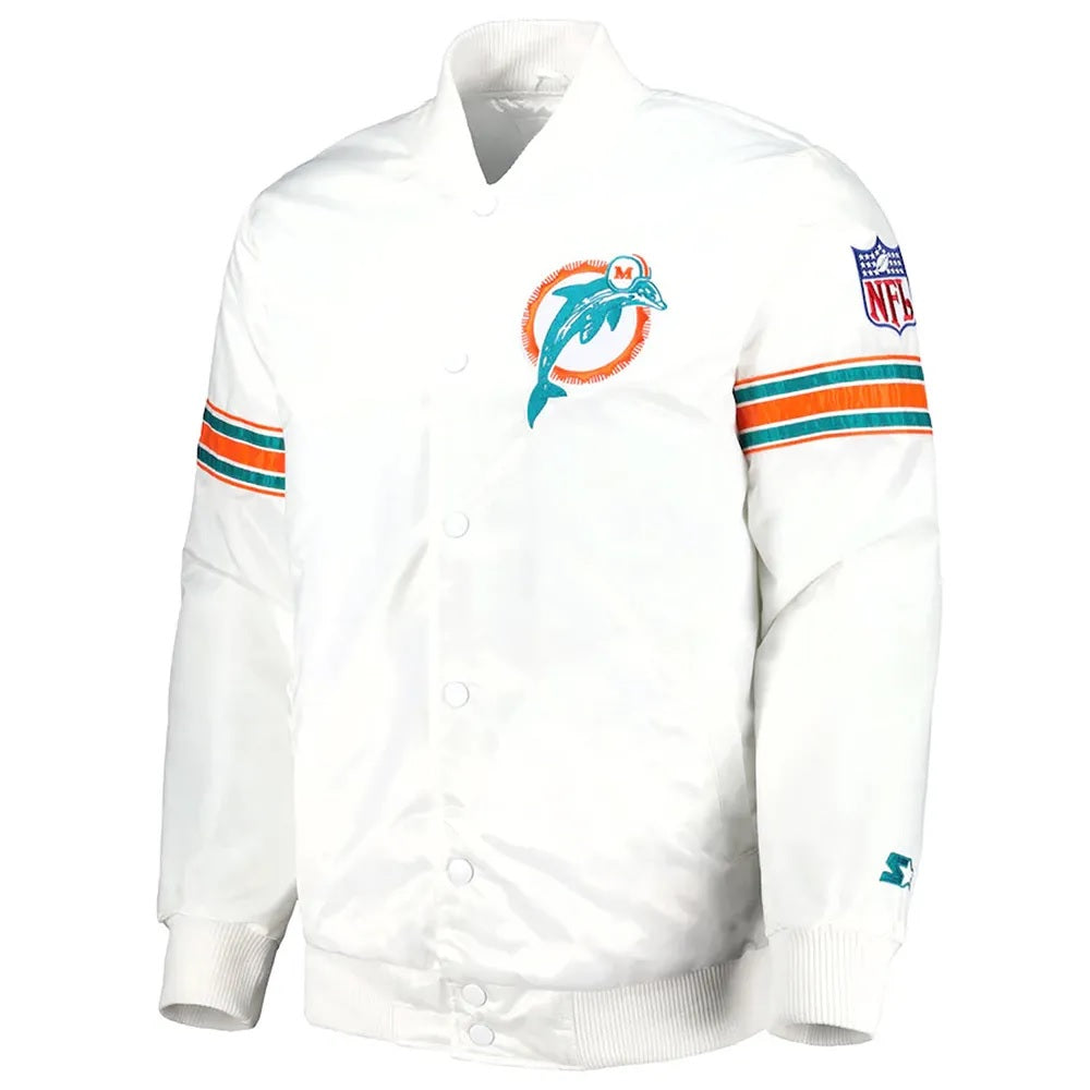 Miami Dolphins The Power Forward White Full-Snap Jacket WorthVee