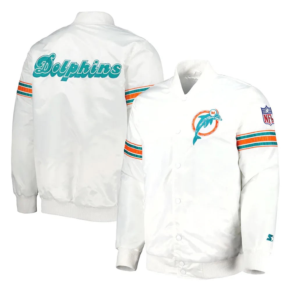 Miami Dolphins The Power Forward White Full-Snap Jacket WorthVee