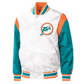 Miami Dolphins Throwback Warm Up Pitch White Satin Jacket WorthVee