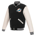 Miami Dolphins Varsity Black and White Jacket WorthVee