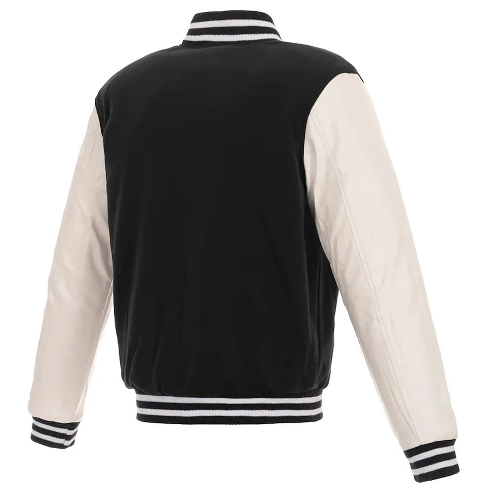 Miami Dolphins Varsity Black and White Jacket WorthVee