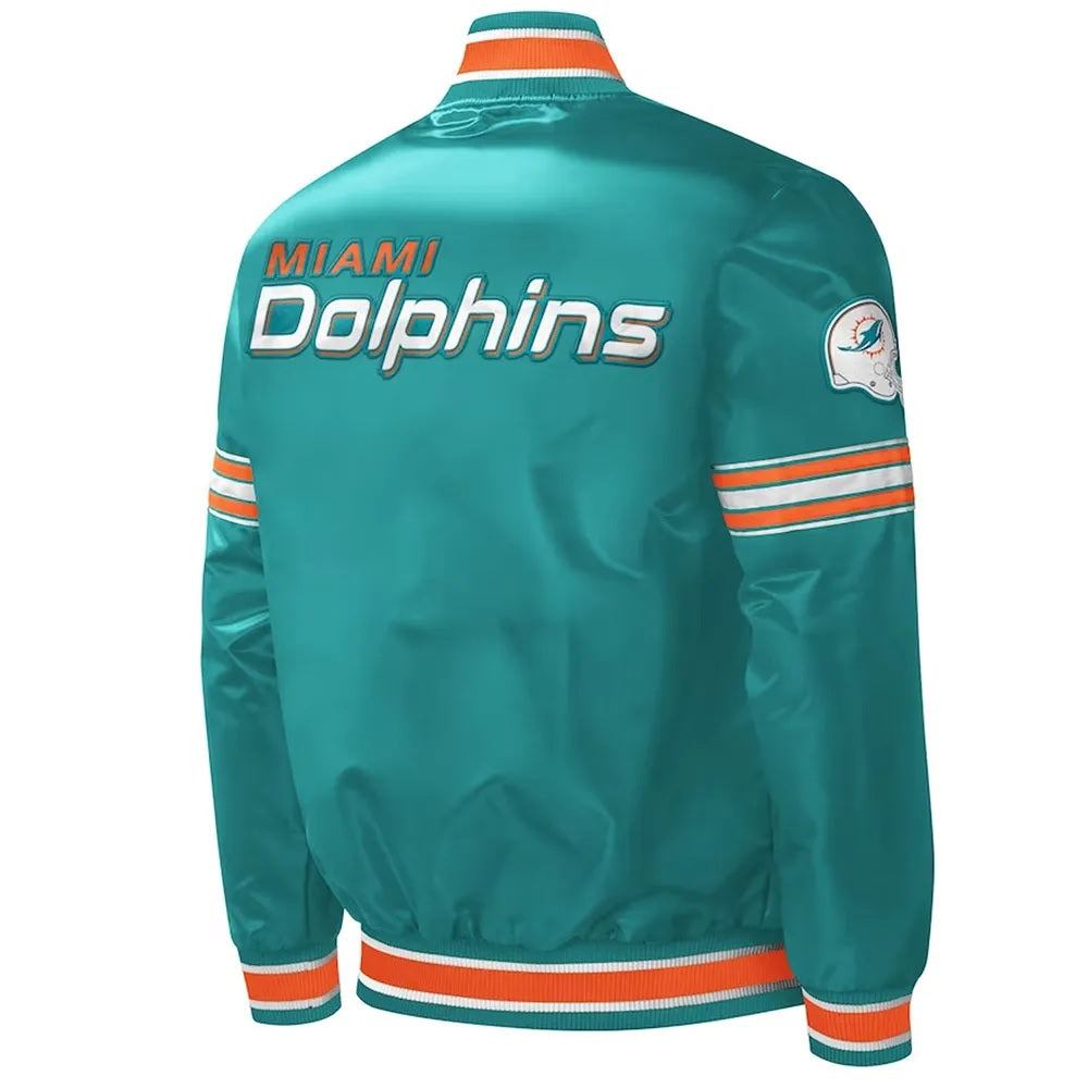 Midfield Miami Dolphins Aqua Varsity Satin Jacket WorthVee