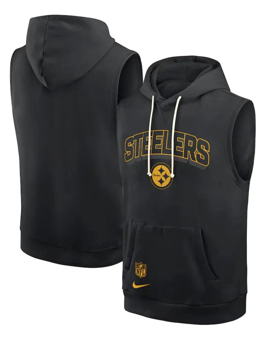 Mike Tomlin Pittsburgh Steelers Black Sideline Sleeveless Hoodie WorthVee
