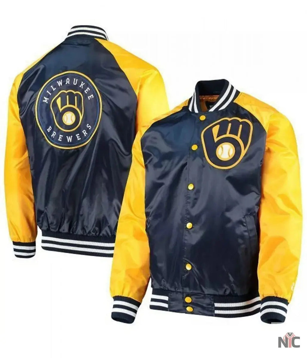 Milwaukee Brewers Blue and Yellow Jacket Clanton Jacket
