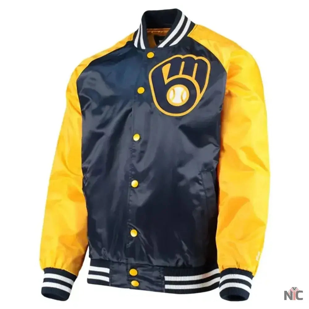 Milwaukee Brewers Blue and Yellow Jacket Clanton Jacket