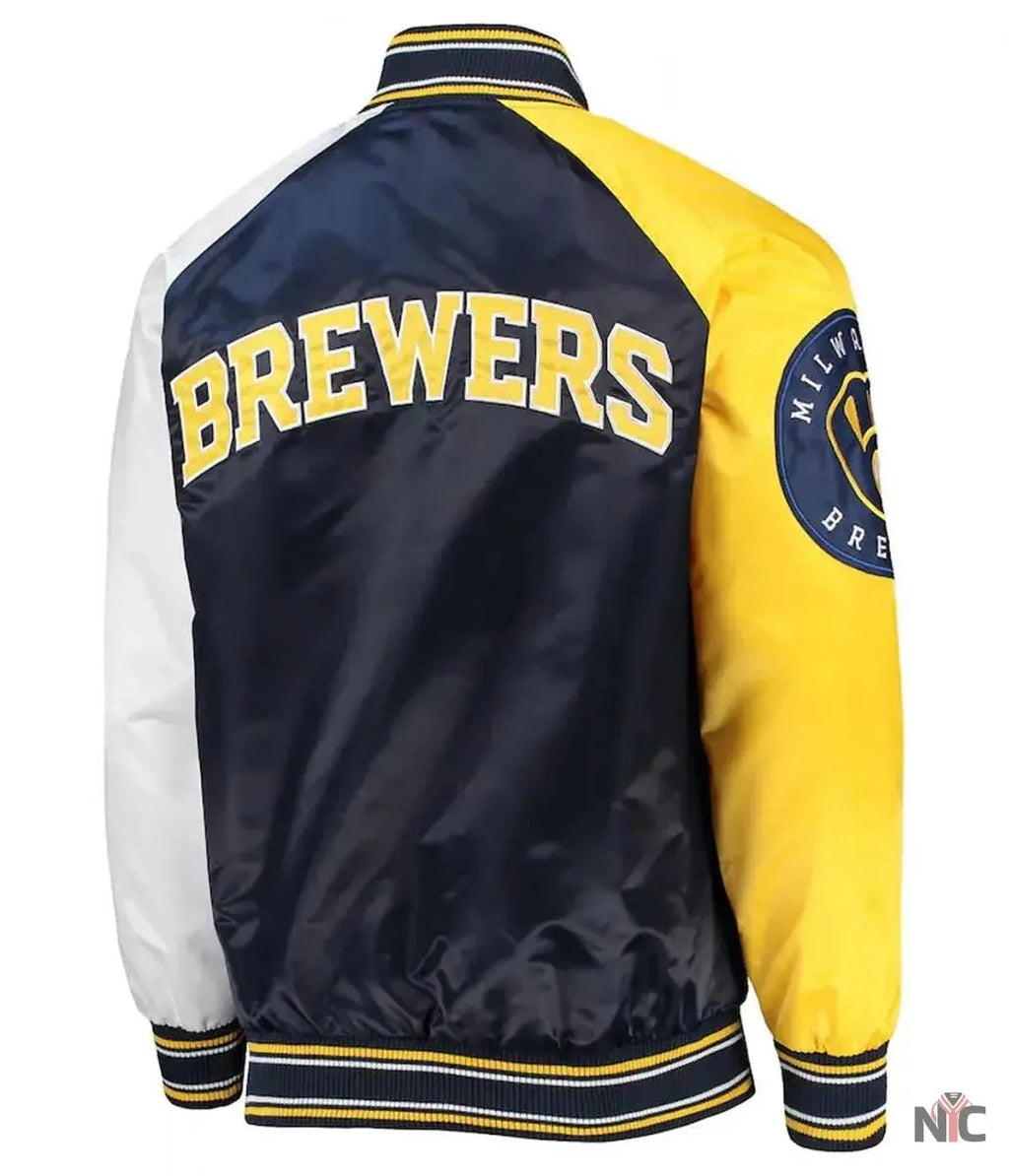 Milwaukee Brewers Reliever Satin Raglan Full-Snap Jacket Clanton Jacket