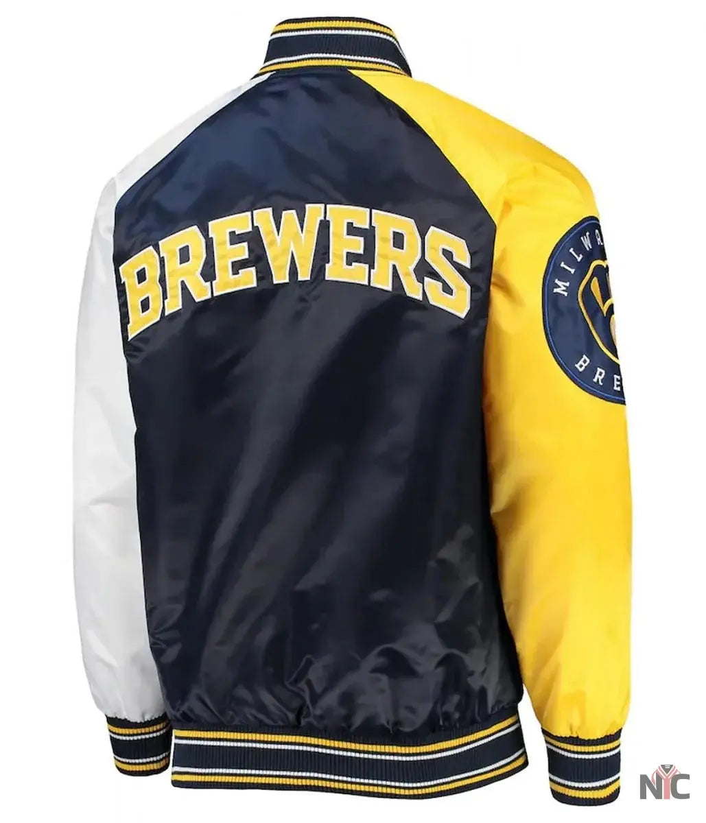 Milwaukee Brewers Reliever Satin Raglan Full-Snap Jacket Clanton Jacket
