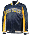 Milwaukee Brewers The Ace Full-Snap Satin Navy Jacket Clanton Jacket
