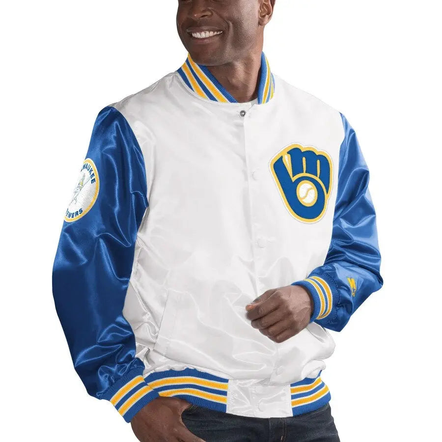 Milwaukee Brewers The Legend White Satin Jacket Clanton Jacket