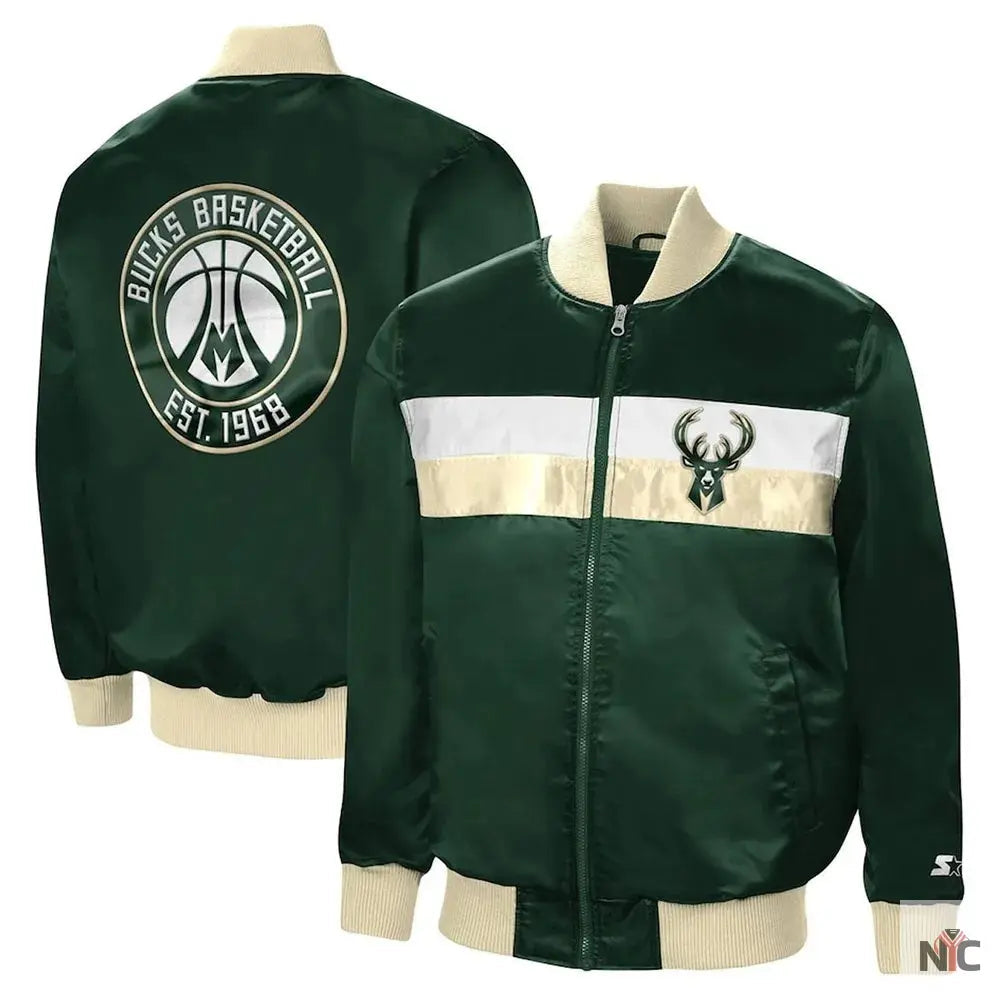 Milwaukee Bucks Ambassador Green Satin Jacket Clanton Jacket