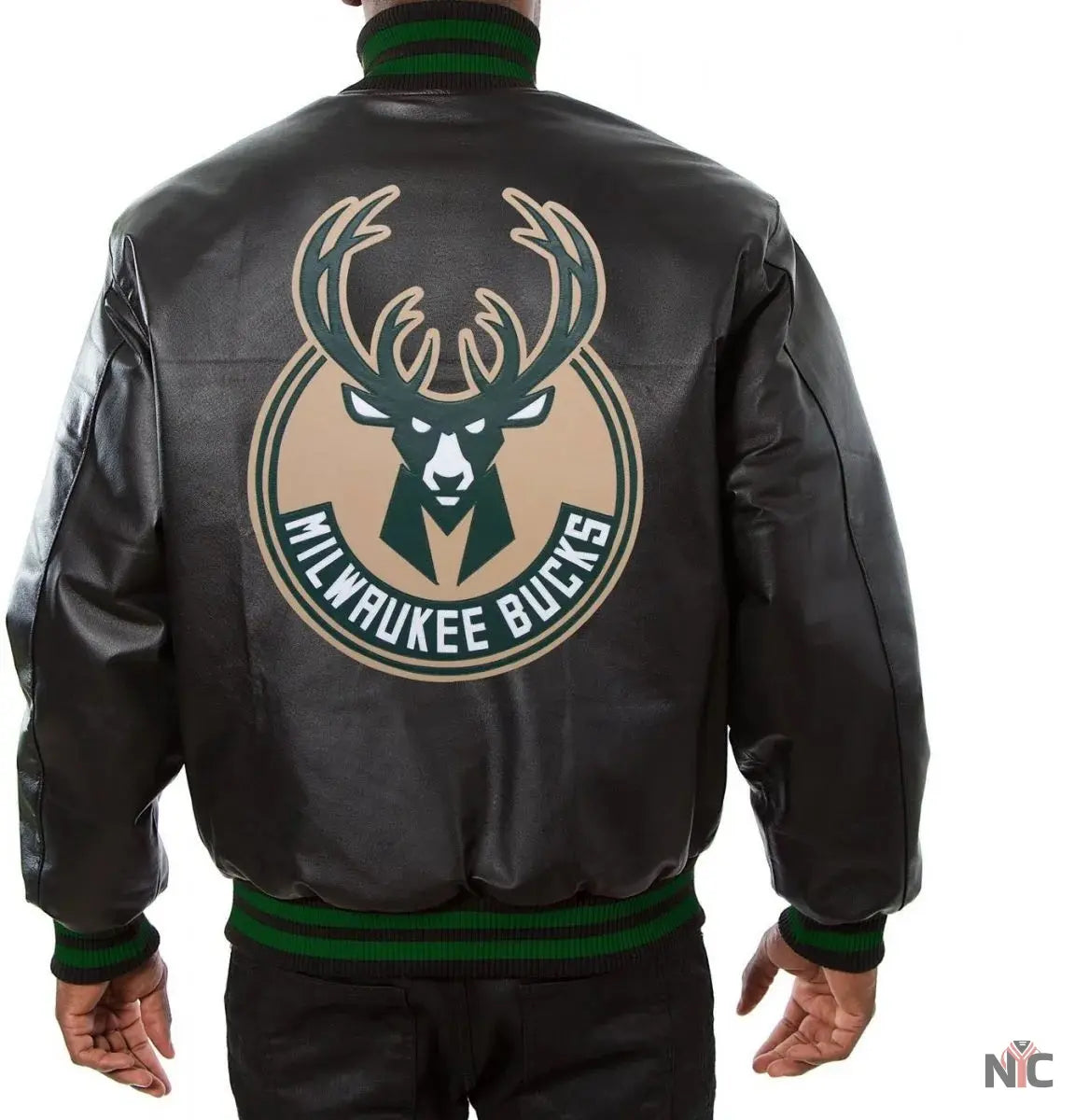 Milwaukee Bucks Black Leather Varsity Jacket Clanton Jacket