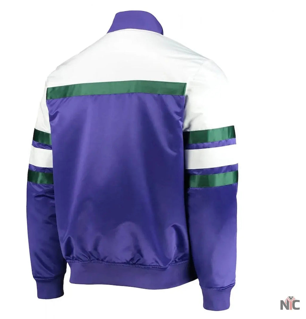 Milwaukee Bucks Hardwood Classics Script Purple Satin Jacket Clanton Jacket