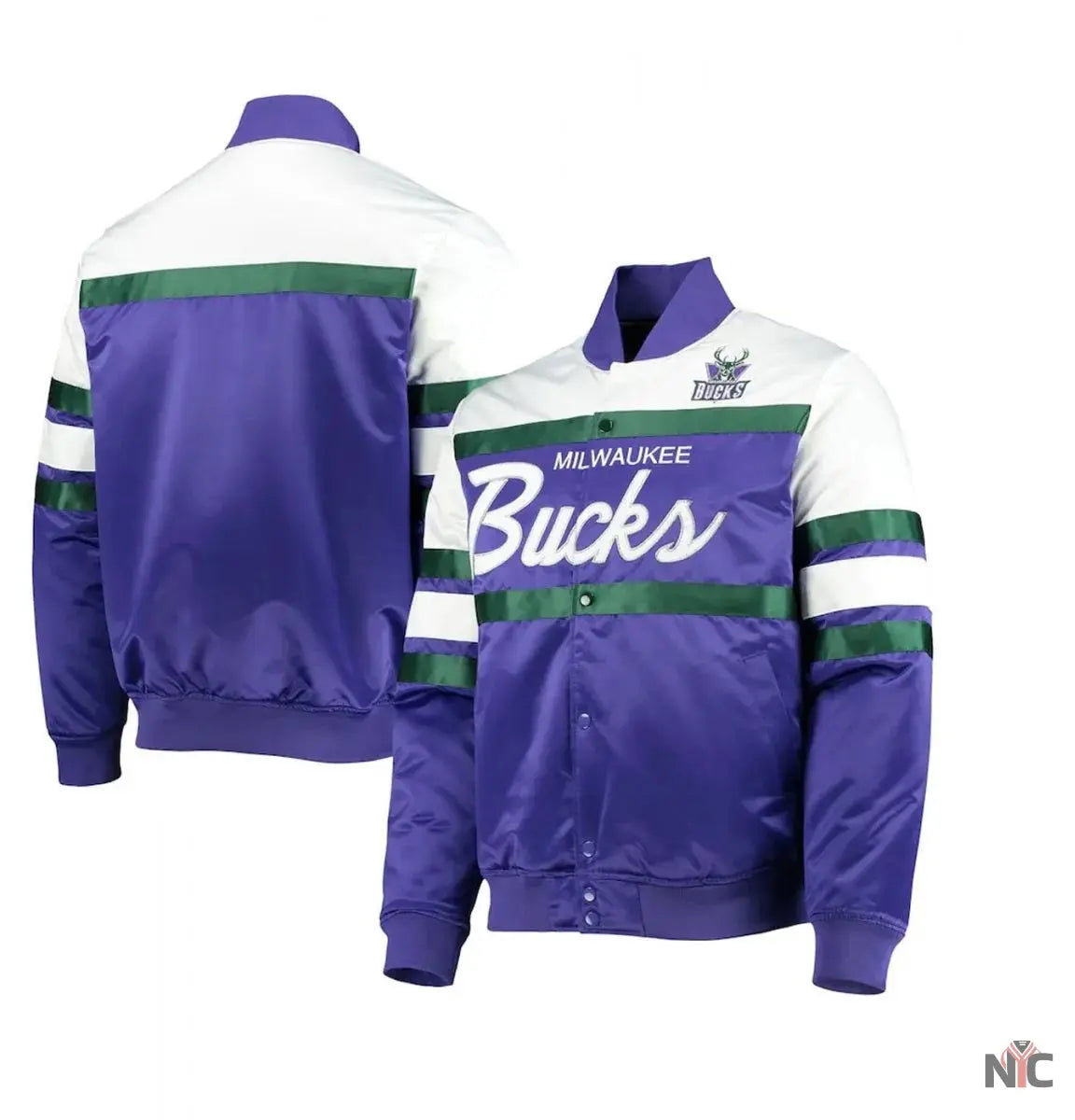 Milwaukee Bucks Hardwood Classics Script Purple Satin Jacket Clanton Jacket
