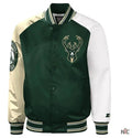 Milwaukee Bucks Hunter Green and Cream Varsity Satin Jacket Clanton Jacket