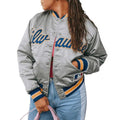 Milwaukee Brewers Grey Varsity Satin Jacket WorthVee