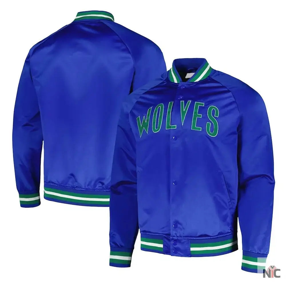 Minnesota Timberwolves Throwback Wordmark Blue Jacket Clanton Jacket