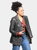Missing You S01 Kat Donovan Black Leather Coat Clanton Jacket