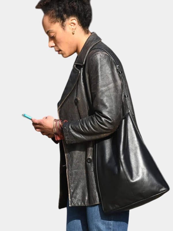 Missing You S01 Kat Donovan Black Leather Coat Clanton Jacket