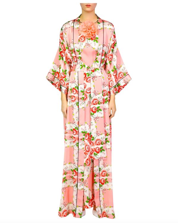 Loot S03 Maya Rudolph Rose Print Pink Satin Robe